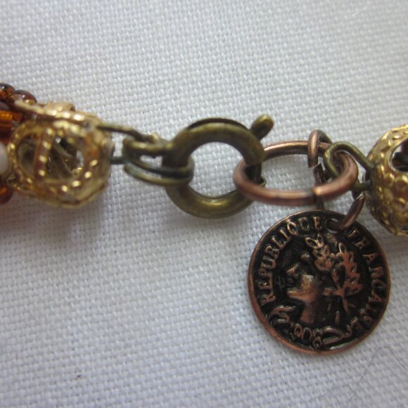 Honey and Cream Beaded Necklace - Picture 3 of 4